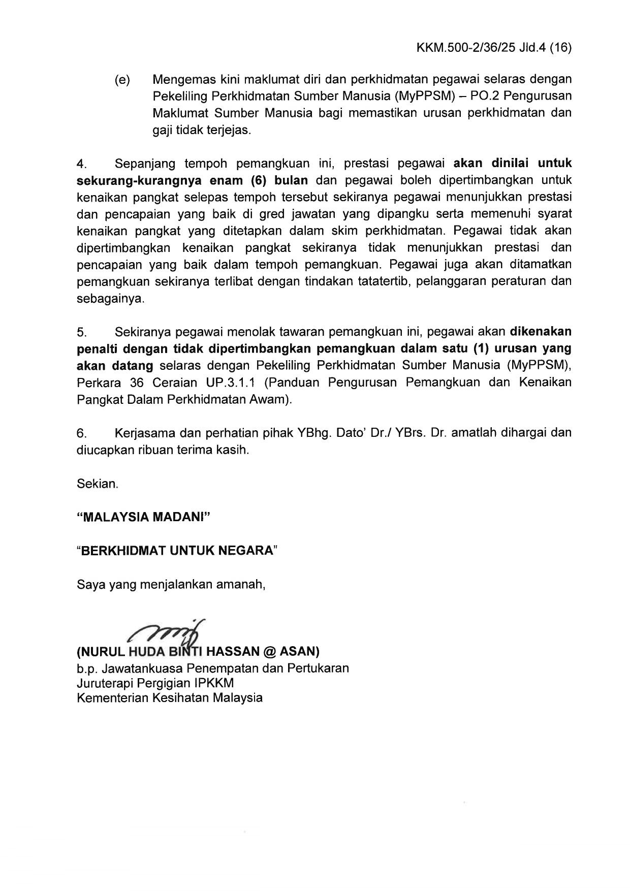 Dokumen 2 - PEMBERITAHUAN PENEMPATAN PEMANGKUAN JURUTERAPI PERGIGIAN GRED U5 KE GRED U6 KKM KK